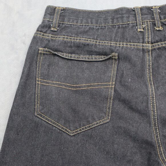 Code One Pants Mens 36 Black High Rise Flat Front Dark Wash Denim Jeans - Picture 15 of 16